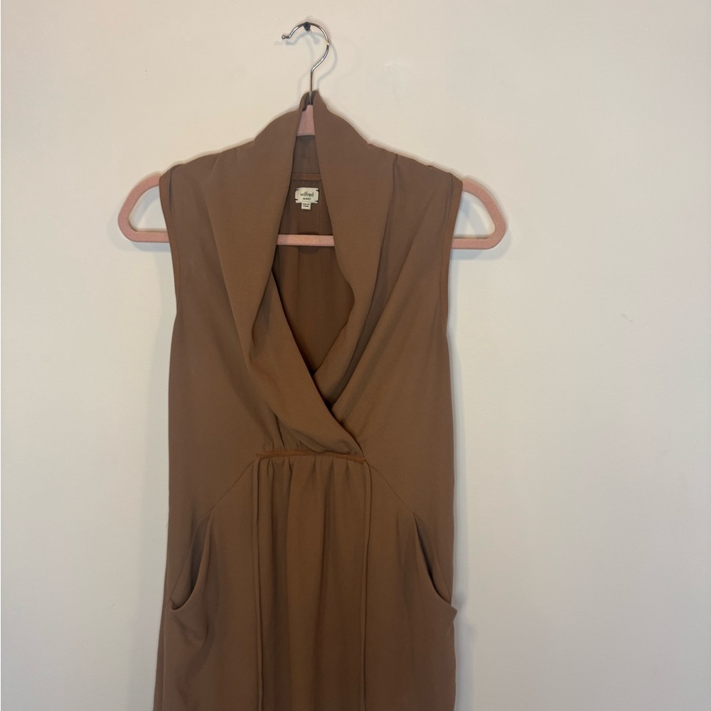 Wilfred Brown Sleeveless Draped Dress